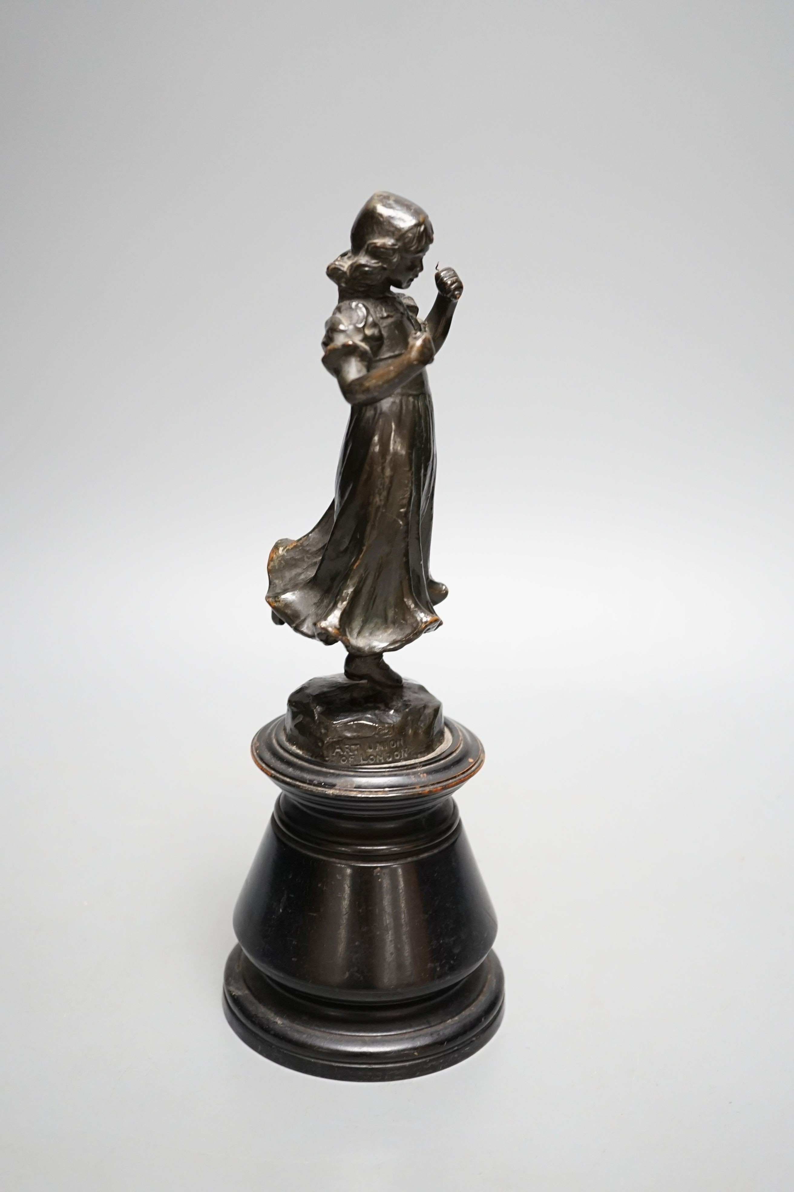 Louis Frederick Roselieb (Roslyn) - an Edwardian Art Union of London bronze figure of a girl,17.5cm